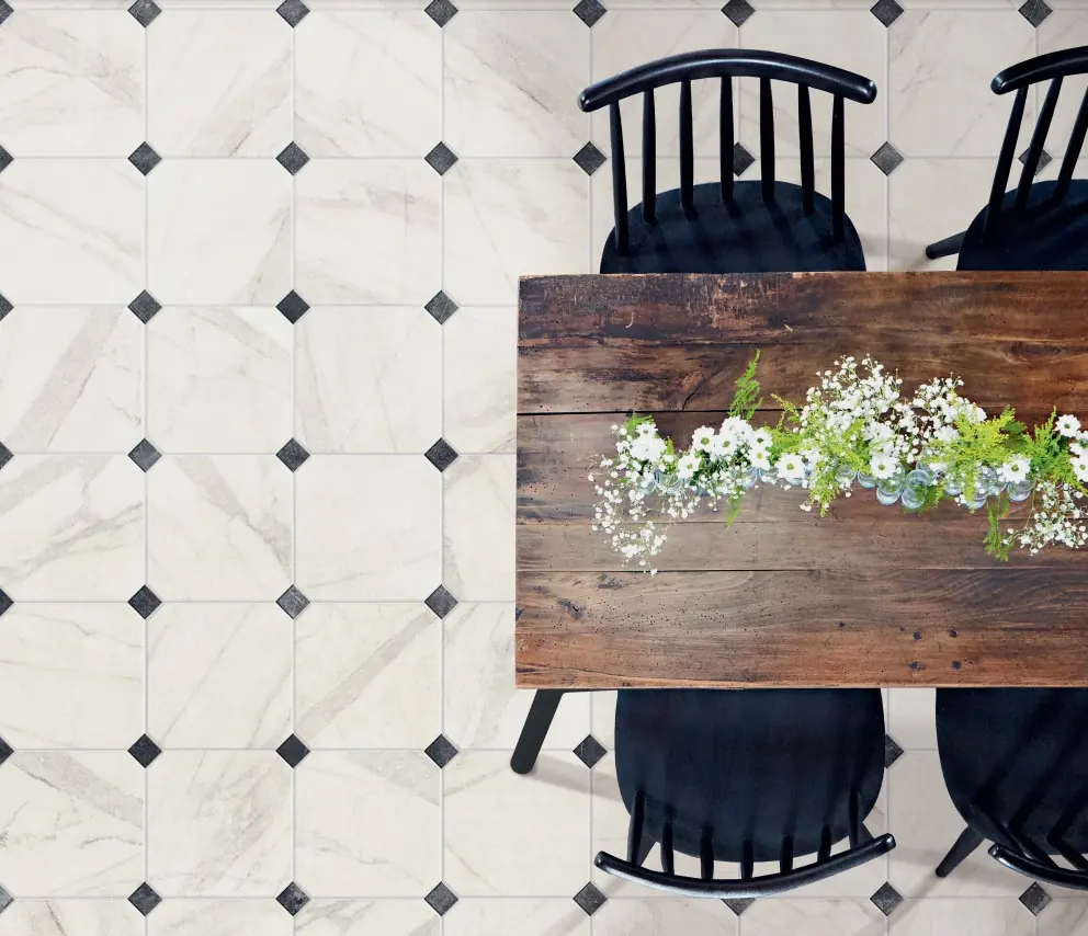 Living Distressed Marble porcelain floor